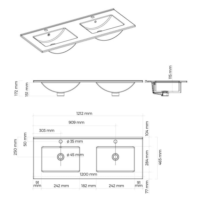 OLTENS Vernal Waschtischunterschrank mit Waschbecken 120 x 49,1 cm, mit 1 Schublade