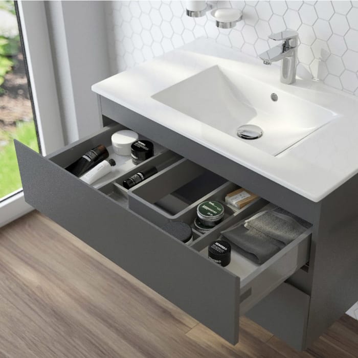 OLTENS Vernal Waschtischunterschrank mit Waschbecken 101 x 48,8 cm, mit 2 Schubladen