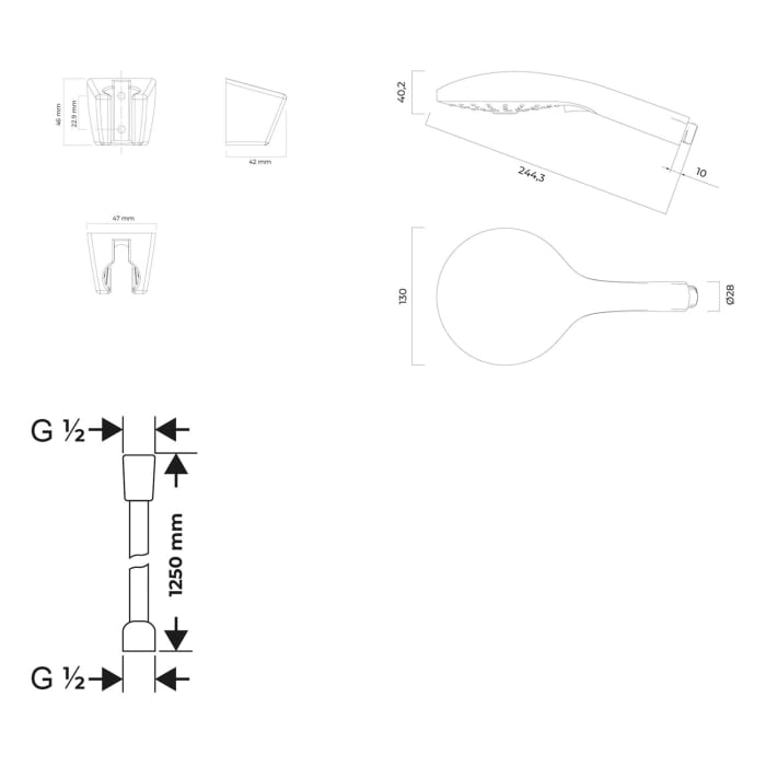 OLTENS Duschgarnitur Saxan EasyClick Gide mit Handbrause rund Ø 13 cm und Brausehalter