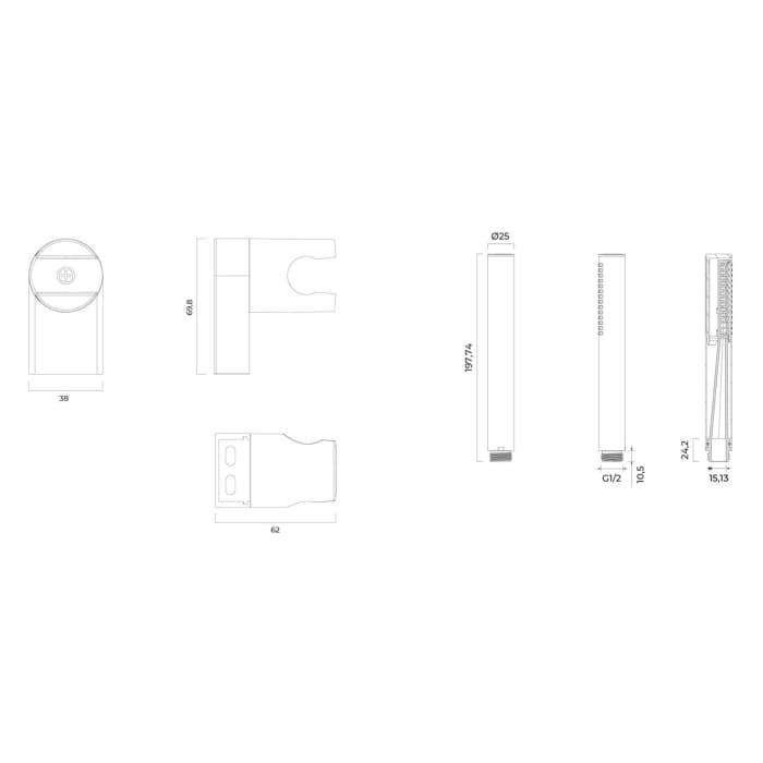 OLTENS Duschgarnitur Ume Gide mit Stabhandbrause rund und Brausehalter