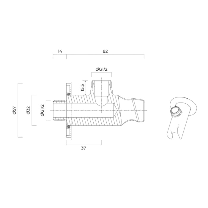 OLTENS Hvita Wandanschlussbogen mit Brausehalter, Rosette rund