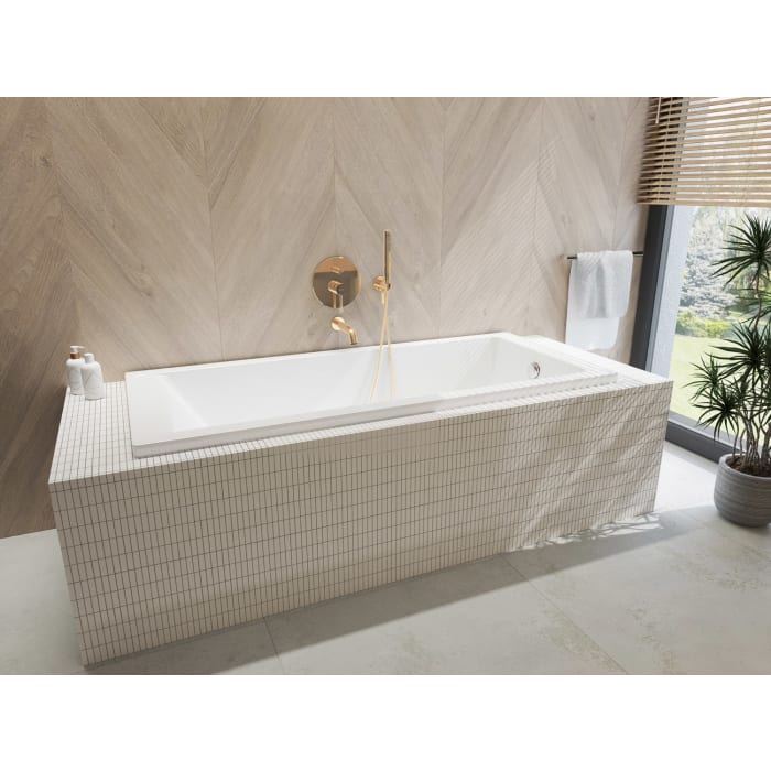 OLTENS Hvita Wandanschlussbogen mit Brausehalter, Rosette rund