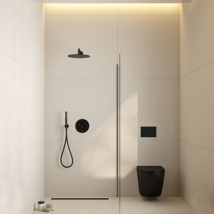 OLTENS Hvita Wandanschlussbogen mit Brausehalter, Rosette rund