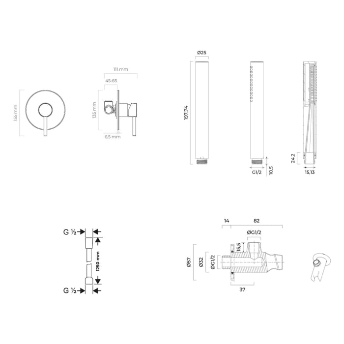 OLTENS Molle Duschsystem mit Unterputz-Armatur und Stabhandbrause rund