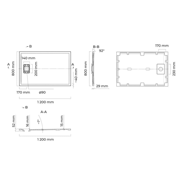 OLTENS Bergytan Duschwanne RockSurface 80 x 120 cm