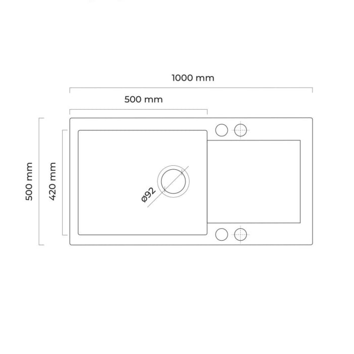 OLTENS Gravan Granit-Spülbecken mit Abtropffläche 100 x 50 cm