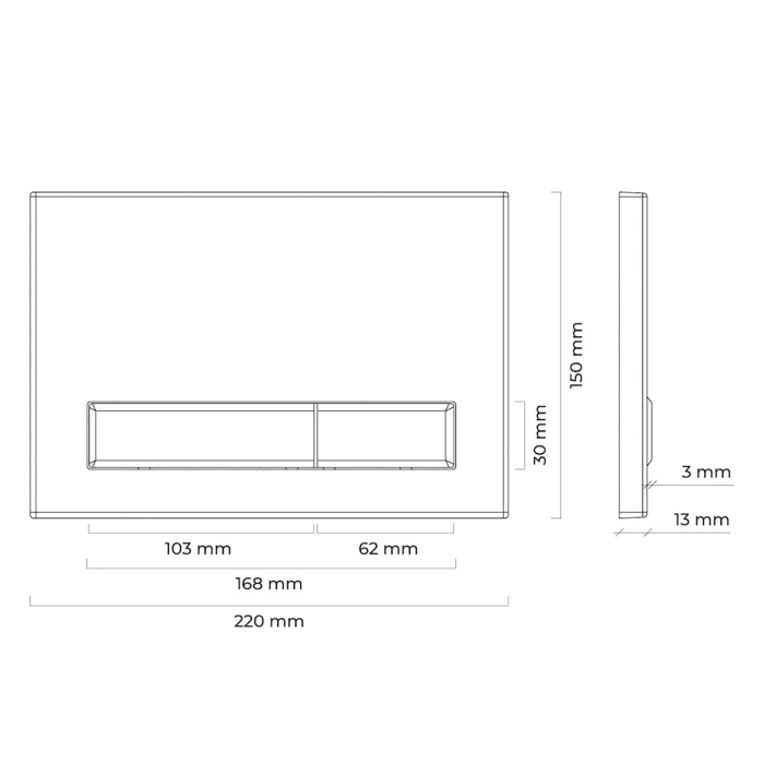 OLTENS Torne Betätigungsplatte aus Kunststoff mit 2-teiligen Spülknopf rechteckig