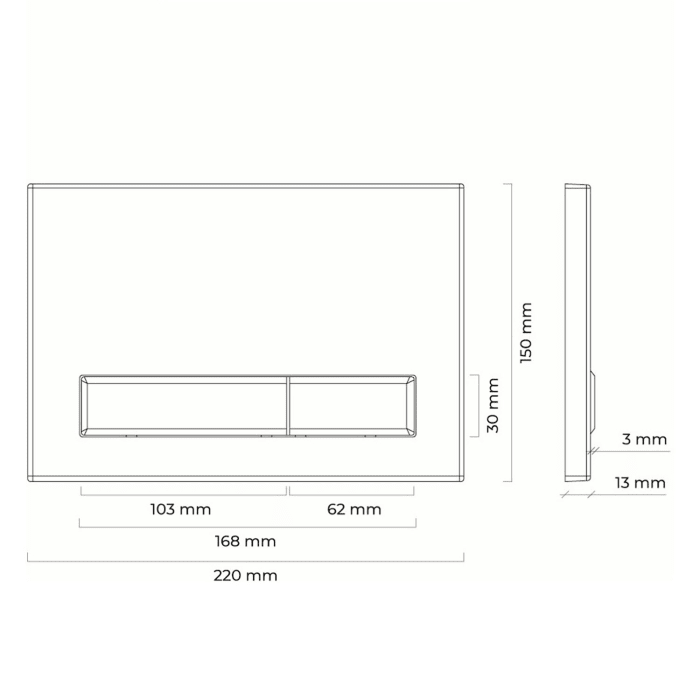OLTENS Torne Betätigungsplatte aus Kunststoff mit 2-teiligen Spülknopf rechteckig
