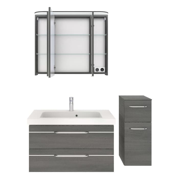 Pelipal Balto Badmöbel-Set 92,4 cm, inkl. Spiegelschrank und Highboard