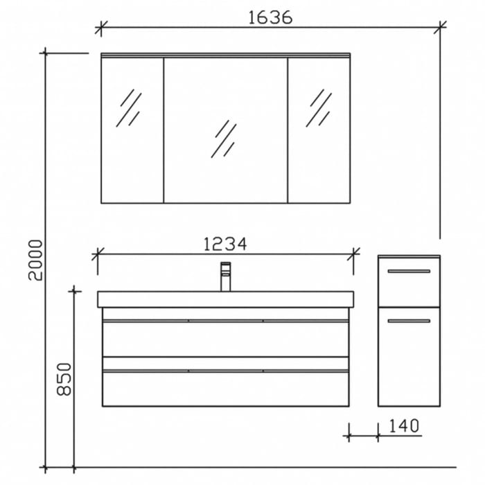 Pelipal Balto Badmöbel-Set 167,5 cm, inkl. Spiegelschrank und Highboard