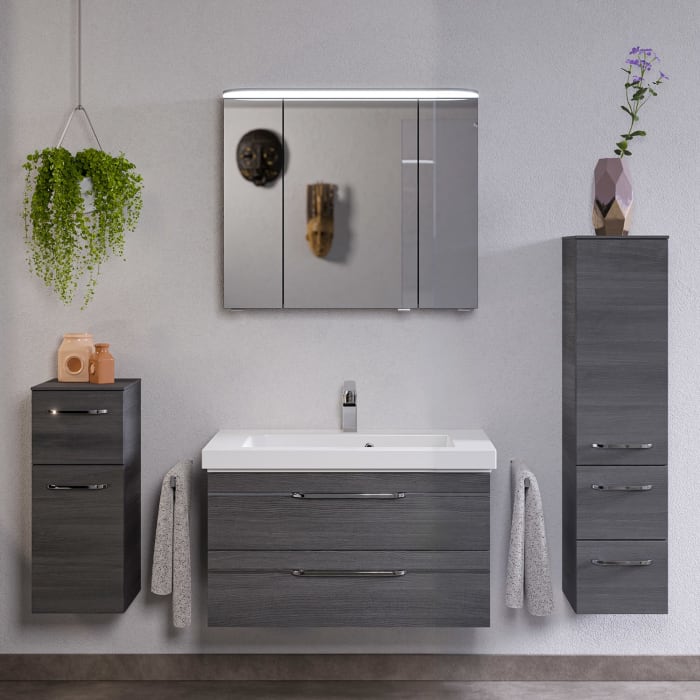 Pelipal Balto Badmöbel-Set 92,4 cm, inkl. Spiegelschrank, Highboard und Midischrank