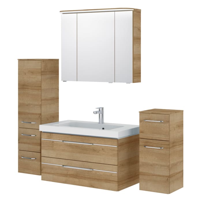 Pelipal Balto Badmöbel-Set 184 cm, inkl. Spiegelschrank, Highboard und Midischrank