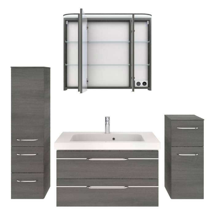 Pelipal Balto Badmöbel-Set 92,4 cm, inkl. Spiegelschrank, Highboard und Midischrank