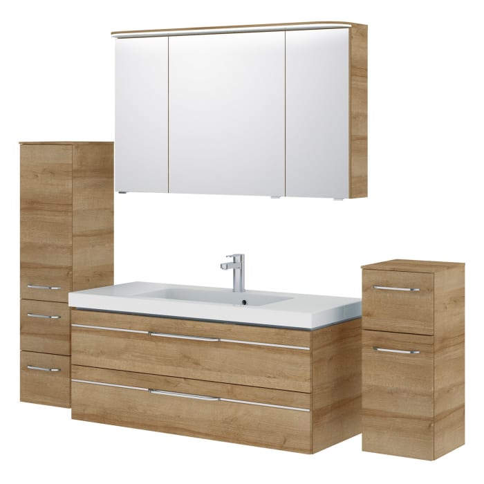 Pelipal Balto Badmöbel-Set 215 cm, inkl. Spiegelschrank, Highboard und Midischrank