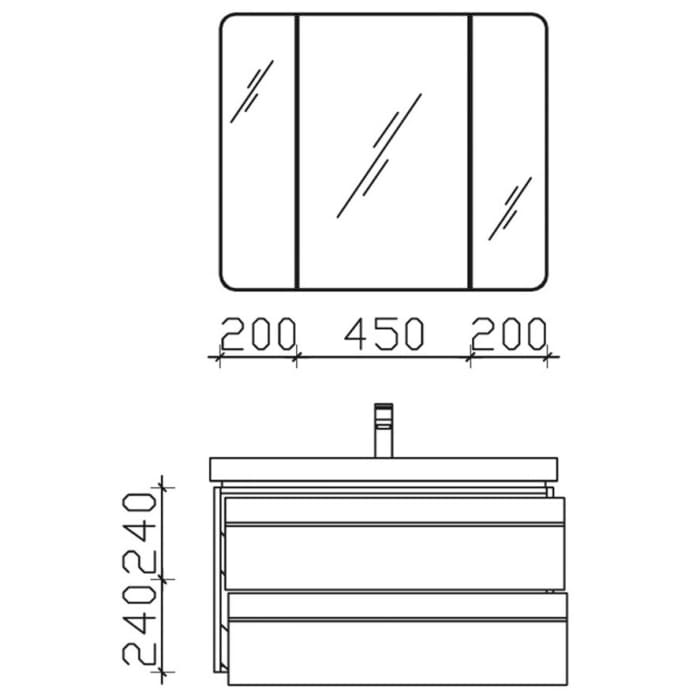 Pelipal Balto Waschtischkombination mit Mineralmarmorwaschtisch 92 cm, Griff Z1 und Spiegelschrank