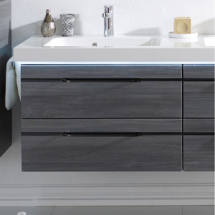 Pelipal Balto Waschtischkombination mit Mineralmarmor Doppelwaschtisch 148,2 cm, Griff V2