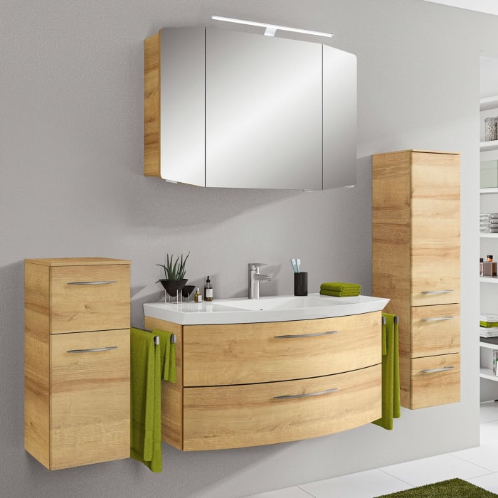 Pelipal Cassca Badmöbel-Set 187 cm, inkl. Spiegelschrank, Highboard und Midischrank