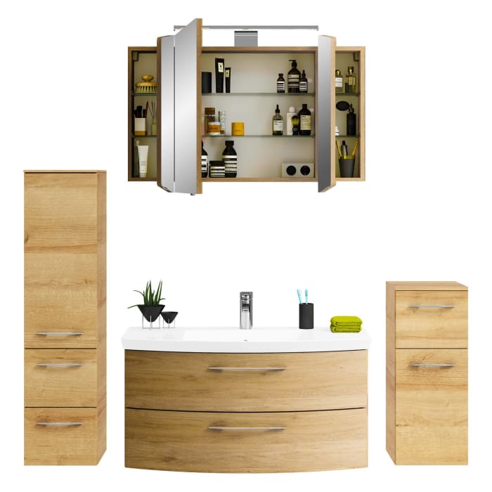 Pelipal Cassca Badmöbel-Set 187 cm, inkl. Spiegelschrank, Highboard und Midischrank