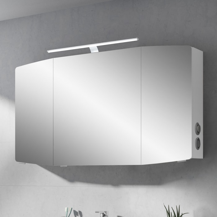 Pelipal Cassca Spiegelschrank 120 x 17 x 67 cm mit LED Beleuchtung, Modul rechts außen, Waschplatzbeleuchtung