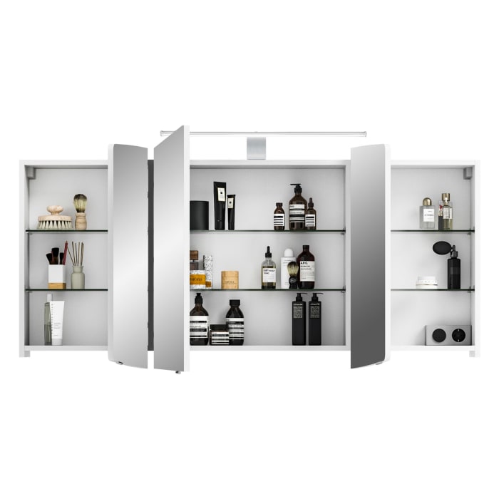 Pelipal Cassca Spiegelschrank 140 x 17 x 67 cm mit LED Aufsatzleuchte und Waschplatzbeleuchtung