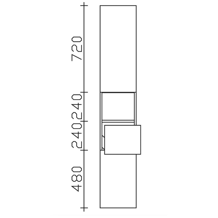 Pelipal Contea Hochschrank 45 x 33 x 168 cm mit 1 Fach, 1 Auszug, 2 Drehtüren, Anschlag links, Griff B2, PG2