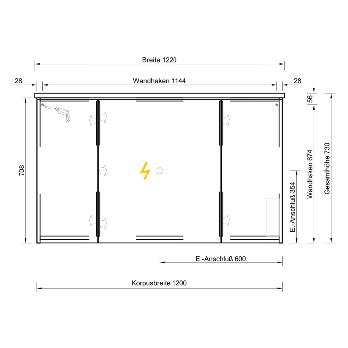 Pelipal Serie 4005 Spiegelschrank 120 cm mit LED-Beleuchtung im Kranz