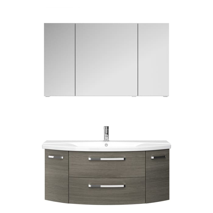 Pelipal Serie 4010 Möbelkombination 120 cm mit Spiegelschrank, Keramikwaschtisch und Waschtischunterschrank