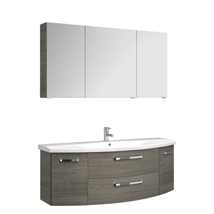 Pelipal Serie 4010 Möbelkombination 140 cm mit Spiegelschrank, Keramikwaschtisch und Waschtischunterschrank