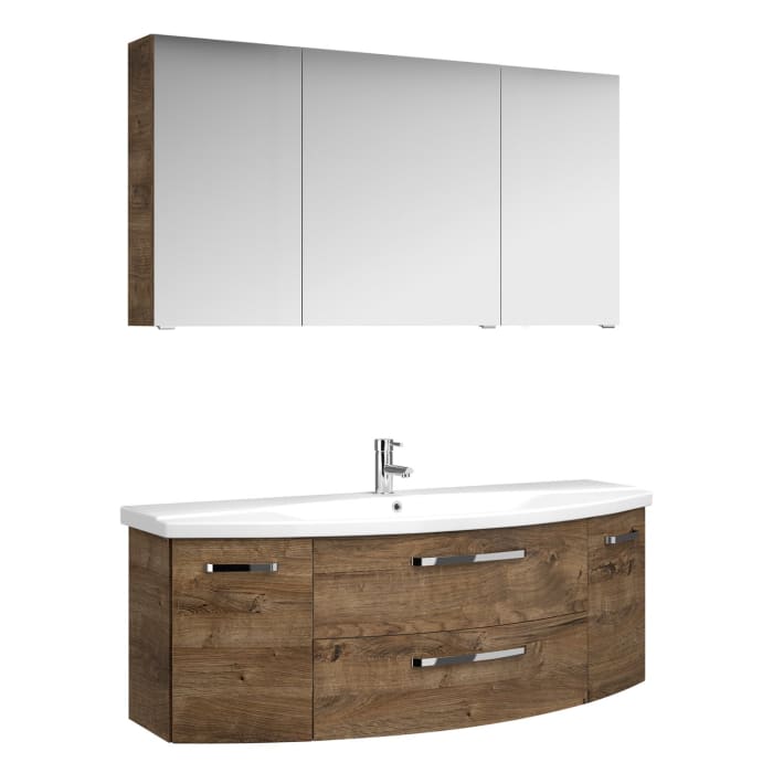 Pelipal Serie 4010 Möbelkombination 140 cm mit Spiegelschrank, Keramikwaschtisch und Waschtischunterschrank