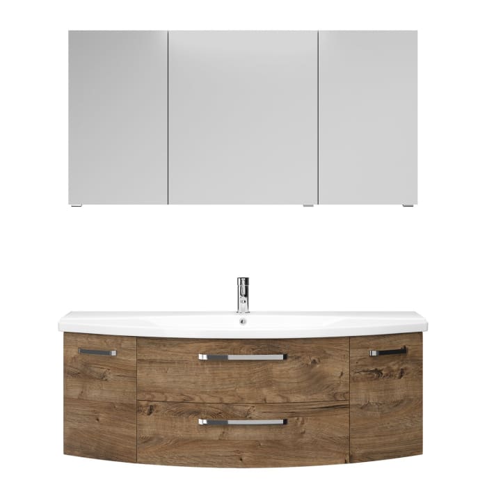 Pelipal Serie 4010 Möbelkombination 140 cm mit Spiegelschrank, Keramikwaschtisch und Waschtischunterschrank