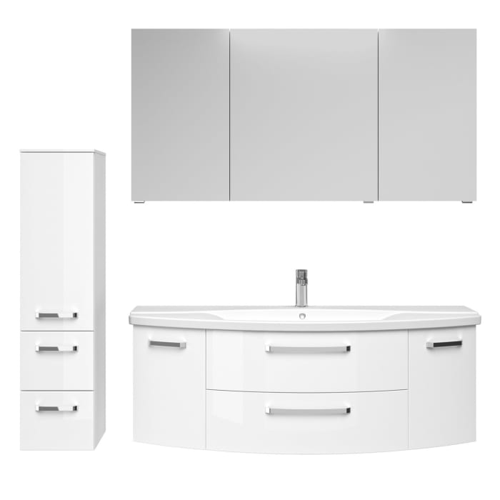 Pelipal Serie 4010 Möbelkombination 140 cm mit Spiegelschrank, Keramikwaschtisch und Waschtischunterschrank
