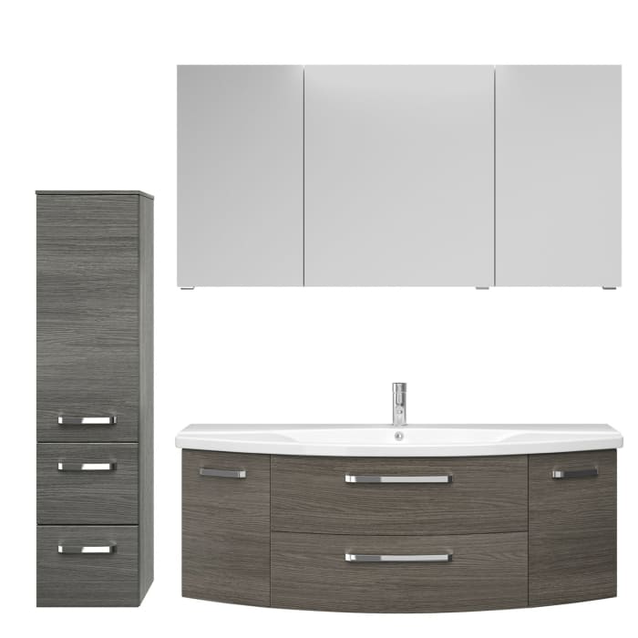 Pelipal Serie 4010 Möbelkombination 140 cm mit Spiegelschrank, Keramikwaschtisch und Waschtischunterschrank