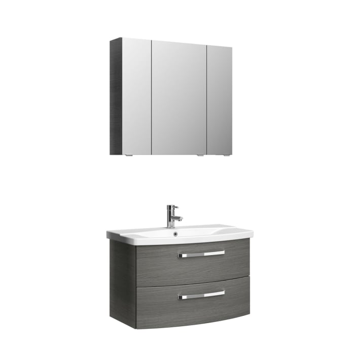 Pelipal Serie 4010 Möbelkombination 80 cm mit Spiegelschrank, Keramikwaschtisch und Waschtischunterschrank