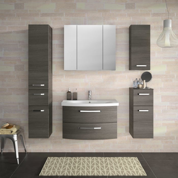 Pelipal Serie 4010 Möbelkombination 80 cm mit Spiegelschrank, Keramikwaschtisch und Waschtischunterschrank