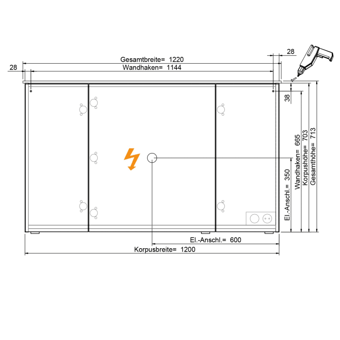 Pelipal Serie 4010 Spiegelschrank 120 x 70,3 cm mit LED-Aufsatzleuchte