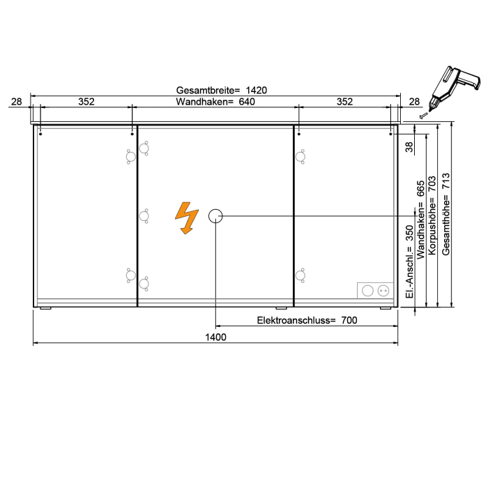 Pelipal Serie 4010 Spiegelschrank 140 x 70,3 cm
