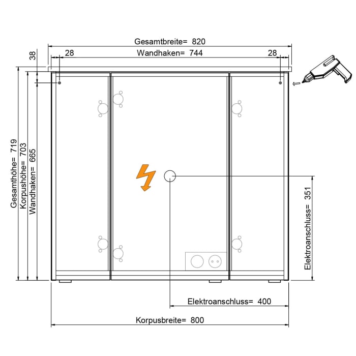 Pelipal Serie 4010 Spiegelschrank 80 x 70,3 cm mit Kranzbeleuchtung
