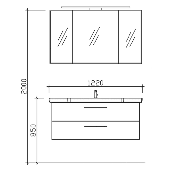 Pelipal Serie 6005 Badmöbel-Set 122 cm, inkl. Spiegelschrank