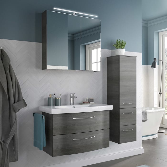 Pelipal Serie 6005 Badmöbel-Set 123 cm, inkl. Spiegelschrank und Midischrank