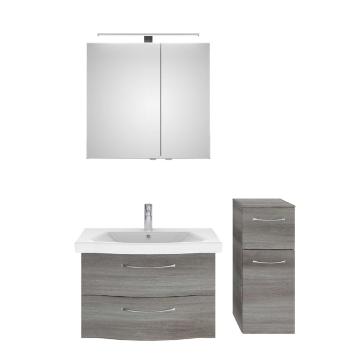 Pelipal Serie 6005 Badmöbel-Set 123 cm, inkl. Spiegelschrank und Highboard