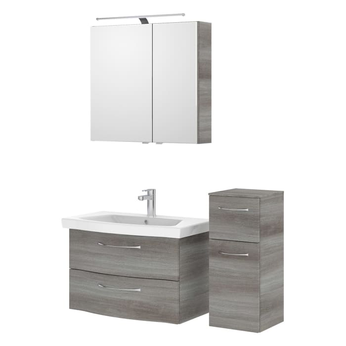 Pelipal Serie 6005 Badmöbel-Set 123 cm, inkl. Spiegelschrank und Highboard