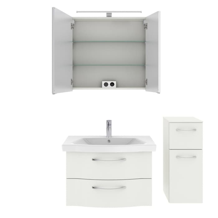 Pelipal Serie 6005 Badmöbel-Set 123 cm, inkl. Spiegelschrank und Highboard