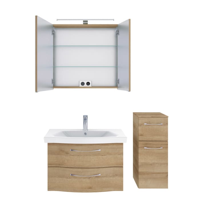 Pelipal Serie 6005 Badmöbel-Set 123 cm, inkl. Spiegelschrank und Highboard