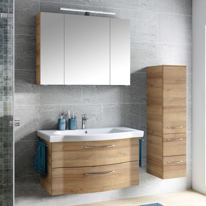 Pelipal Serie 6005 Badmöbel-Set 142 cm, inkl. Spiegelschrank und Midischrank