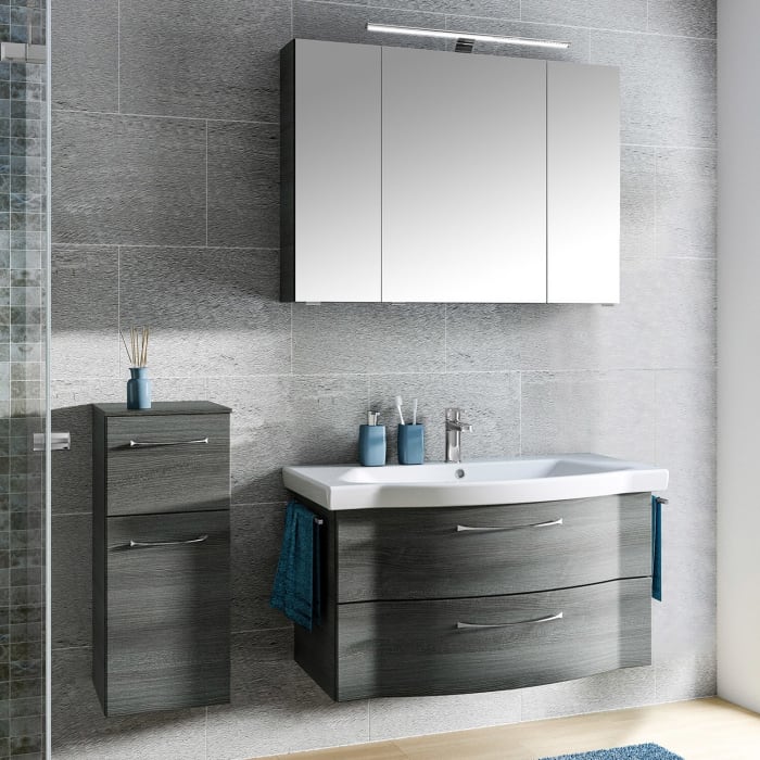 Pelipal Serie 6005 Badmöbel-Set 142 cm, inkl. Spiegelschrank und Highboard