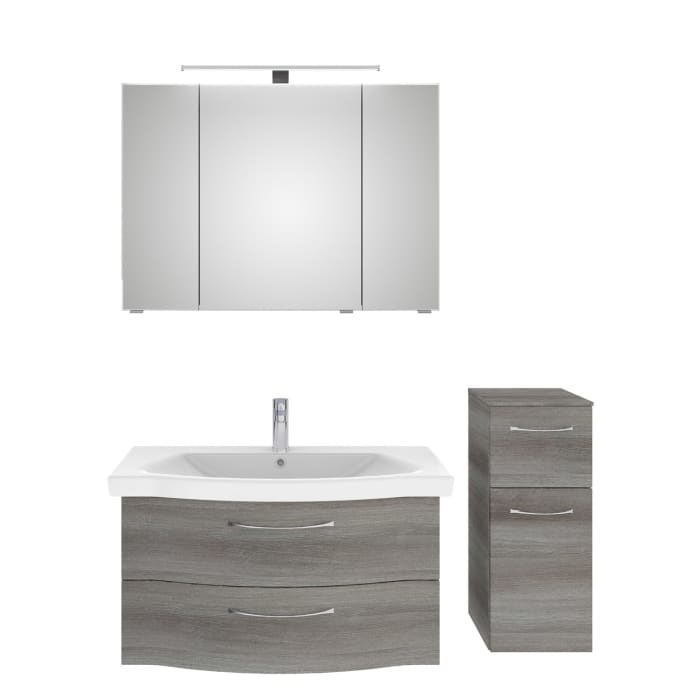 Pelipal Serie 6005 Badmöbel-Set 142 cm, inkl. Spiegelschrank und Highboard