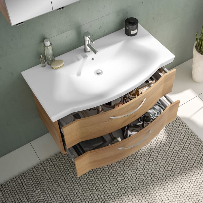 Pelipal Serie 6005 Badmöbel-Set 142 cm, inkl. Spiegelschrank und Midischrank