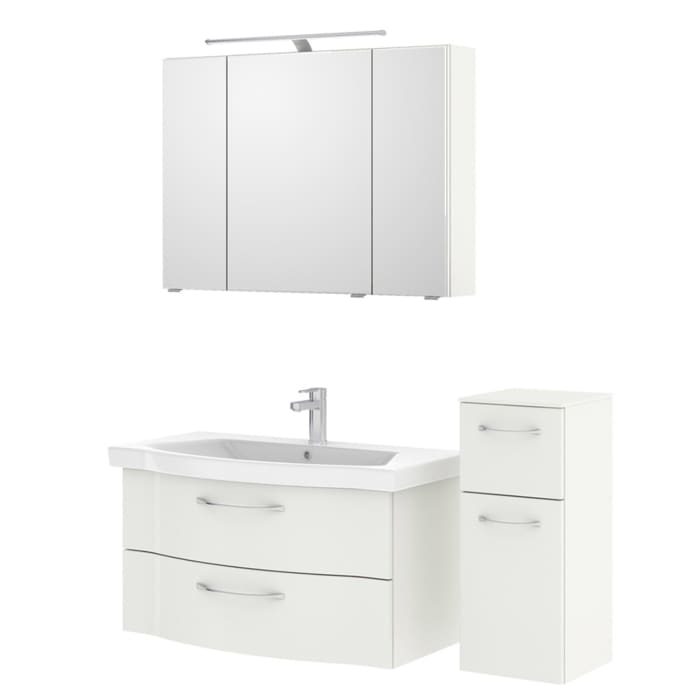 Pelipal Serie 6005 Badmöbel-Set 142 cm, inkl. Spiegelschrank und Highboard