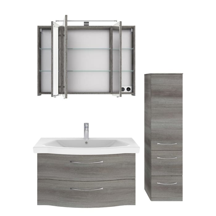 Pelipal Serie 6005 Badmöbel-Set 142 cm, inkl. Spiegelschrank und Midischrank