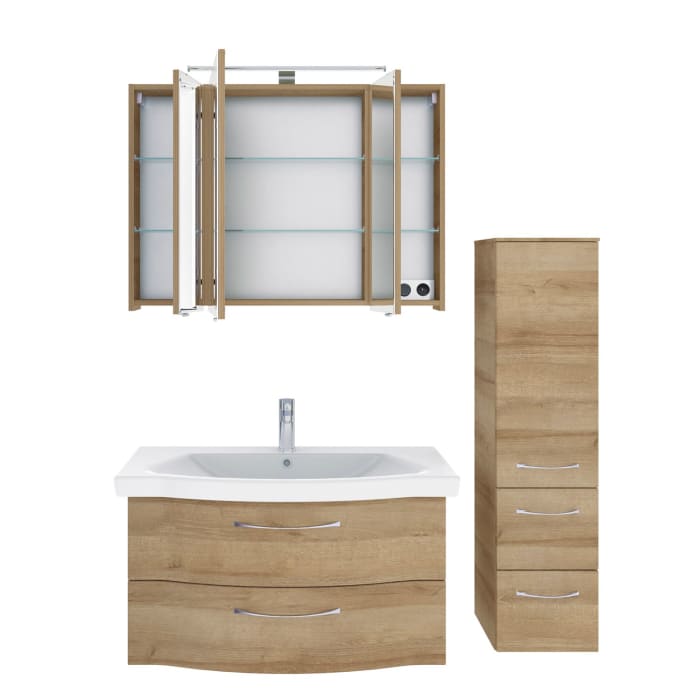 Pelipal Serie 6005 Badmöbel-Set 142 cm, inkl. Spiegelschrank und Midischrank